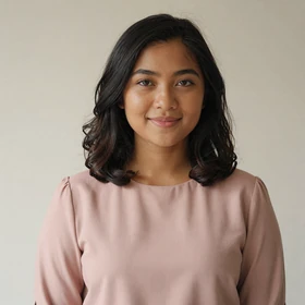 Fatimah Rahman, a 26-year-old Singaporean Malay woman with shoulder-length black hair and warm smile looking for meaningful relationship