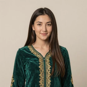 Ainur, a 25-year-old Kazakh woman from Almaty wearing traditional dress seeking Western husband