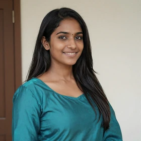 Anjali, a 25-year-old South Indian woman from Bangalore with long black hair and bright smile seeking meaningful relationship
