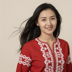 Aizada, a 24-year-old Kyrgyz woman from Bishkek wearing traditional dress seeking Western husband